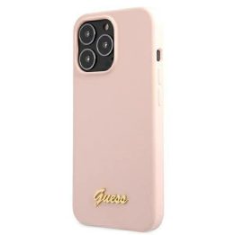 Guess GUHMP13LLSLMGLP iPhone 13 Pro / 13 6,1 šviesiai rožinis/šviesiai rožinis deklas Silikoninis Script Gold Logo Magsafe