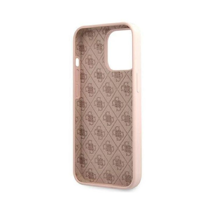 Guess GUHMP13LLSLMGLP iPhone 13 Pro / 13 6,1 šviesiai rožinis/šviesiai rožinis deklas Silikoninis Script Gold Logo Magsafe