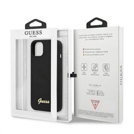 Guess GUHMP13MLSLMGBK iPhone 13 6,1 juodas/juodas deklas Silikoninis Script Gold Logo Magsafe