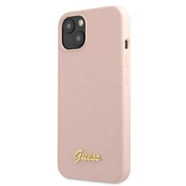 Guess GUHMP13MLSLMGLP iPhone 13 6.1 šviesiai rožinis/šviesiai rožinis deklas Silikoninis Script Gold Logo Magsafe