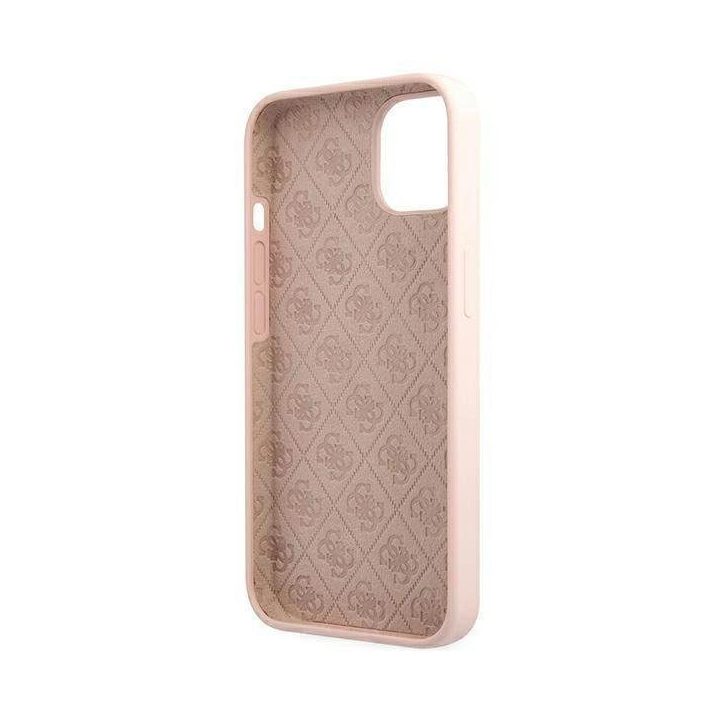 Guess GUHMP13MLSLMGLP iPhone 13 6.1 šviesiai rožinis/šviesiai rožinis deklas Silikoninis Script Gold Logo Magsafe
