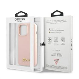 Guess GUHMP13XLSLMGLP iPhone 13 Pro Max 6.7 light pink/light pink deklas Silikoninis Script Gold Logo Magsafe