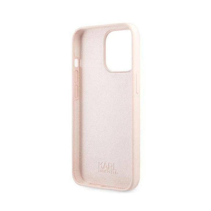 Karl Lagerfeld KLHMP13LSSKCI iPhone 13 Pro / 13 6.1 deklas šviesiai rožinis silikoninis Ikonik Karl & Choupette Magsafe