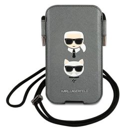 Karl Lagerfeld Torebka KLHCP12LOPHKCG 6,7 szary/grey deklas Saffiano Ikonik Karl&Choupette Head