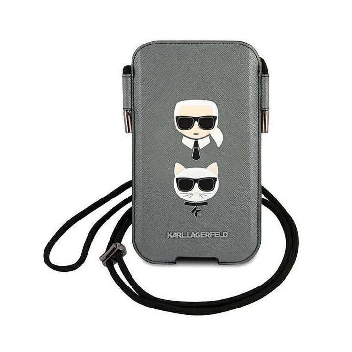 Karl Lagerfeld Torebka KLHCP12LOPHKCG 6,7 szary/grey deklas Saffiano Ikonik Karl&Choupette Head