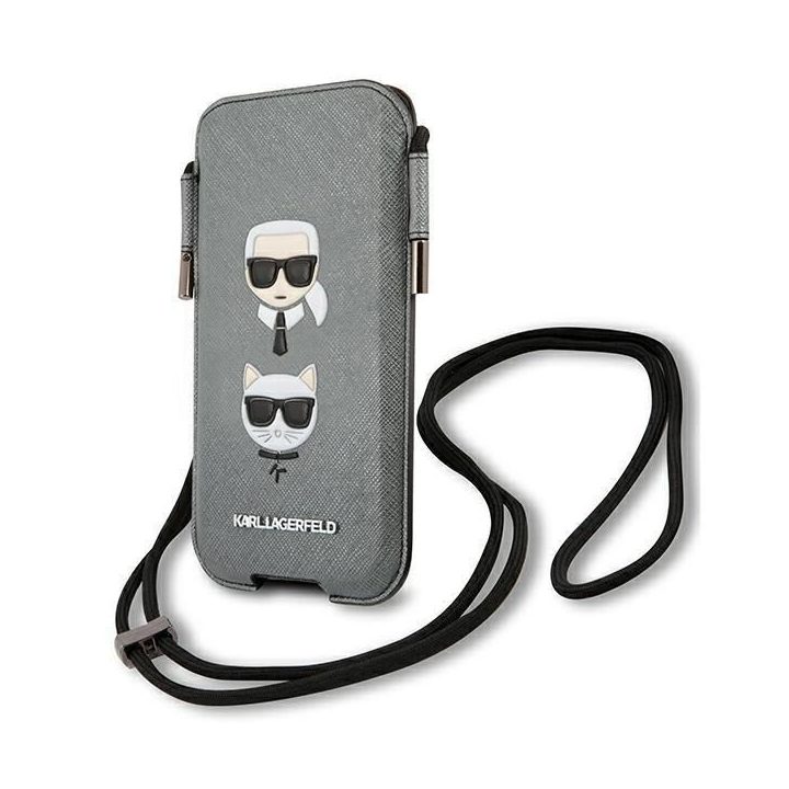 Karl Lagerfeld Torebka KLHCP12LOPHKCG 6,7 szary/grey deklas Saffiano Ikonik Karl&Choupette Head