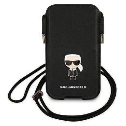 Karl Lagerfeld Torebka KLHCP12LOPHKMK 6,7 Juodos spalvos/black deklas Saffiano Ikonik Karl's