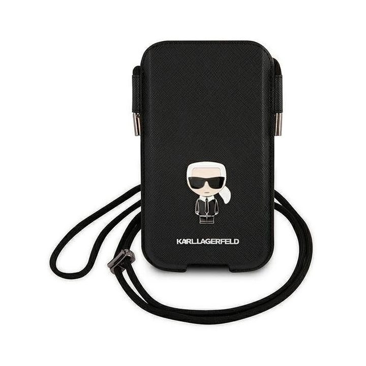 Karl Lagerfeld Torebka KLHCP12LOPHKMK 6,7 Juodos spalvos/black deklas Saffiano Ikonik Karl's