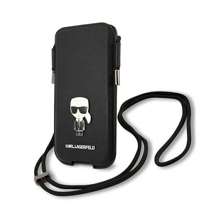 Karl Lagerfeld Torebka KLHCP12LOPHKMK 6,7 Juodos spalvos/black deklas Saffiano Ikonik Karl's