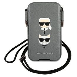 Karl Lagerfeld Torebka KLHCP12MOPHKCG 6.1 szary/grey deklas Saffiano Ikonik Karl&Choupette Head