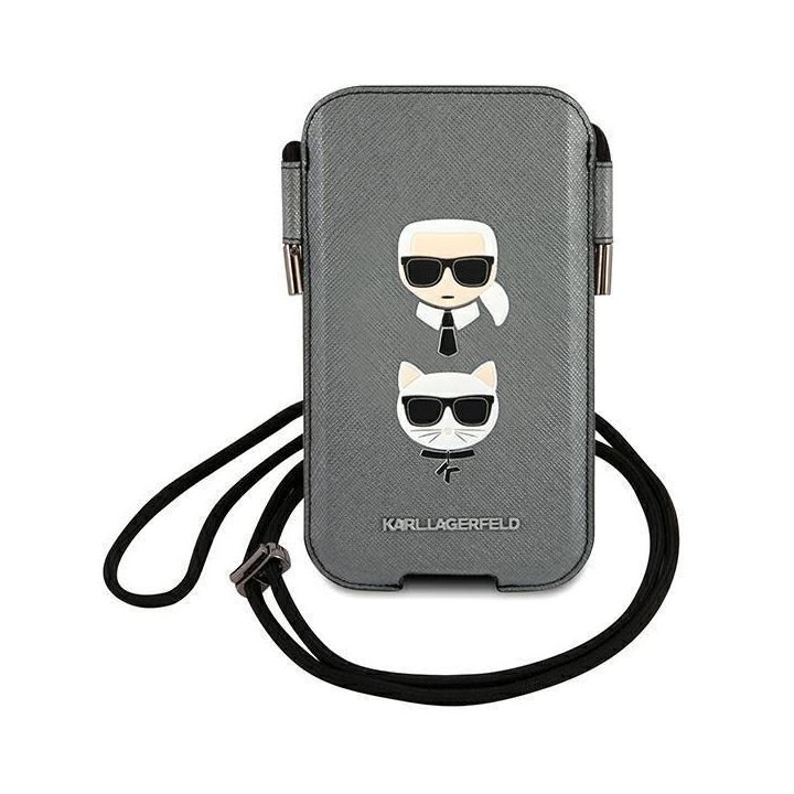 Karl Lagerfeld Torebka KLHCP12MOPHKCG 6.1 szary/grey deklas Saffiano Ikonik Karl&Choupette Head