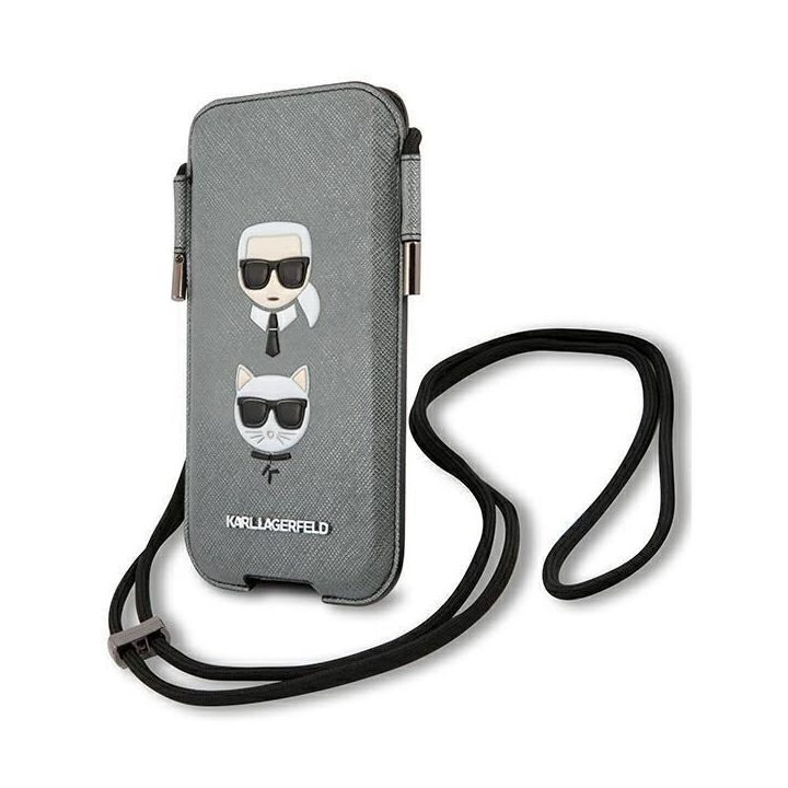 Karl Lagerfeld Torebka KLHCP12MOPHKCG 6.1 szary/grey deklas Saffiano Ikonik Karl&Choupette Head