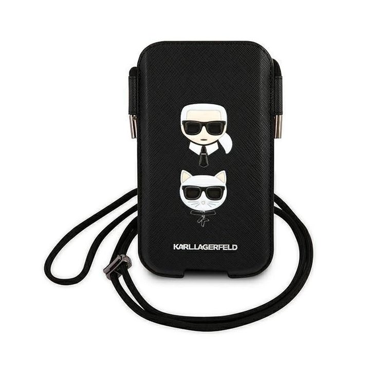 Karl Lagerfeld Torebka KLHCP12MOPHKCK 6.1 Juodos spalvos/black deklas Saffiano Ikonik Karl&Choupette Head