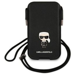 Karl Lagerfeld Torebka KLHCP12MOPHKMK 6,1 Juodos spalvos/juodas deklas Saffiano Ikonik Karl's