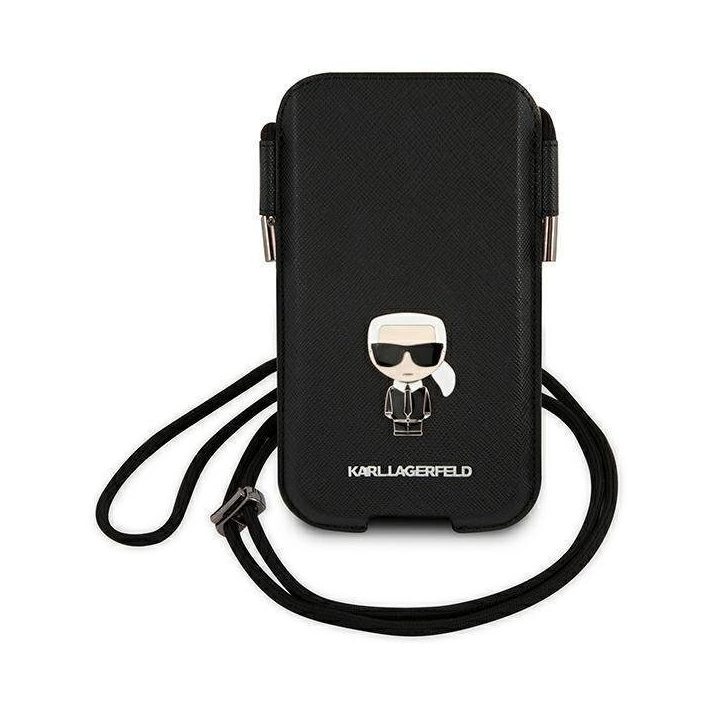 Karl Lagerfeld Torebka KLHCP12MOPHKMK 6,1 Juodos spalvos/juodas deklas Saffiano Ikonik Karl's
