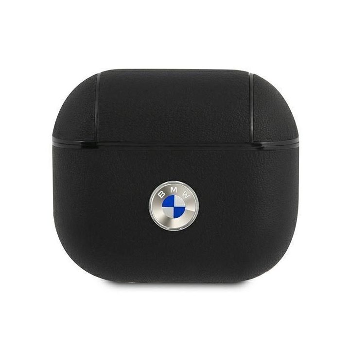 BMW BMA3SSLBK AirPods 3 dangtelis juodas/juodas Geniune Leather Silver Logo