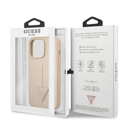 Guess GUHCP13LPSATLE iPhone 13 Pro / 13 6,1 smėlio/smėlio spalvos deklas SaffianoTriangle Logo
