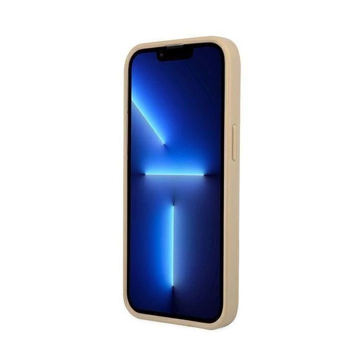 Guess GUHCP13LPSATLE iPhone 13 Pro / 13 6,1 smėlio/smėlio spalvos deklas SaffianoTriangle Logo