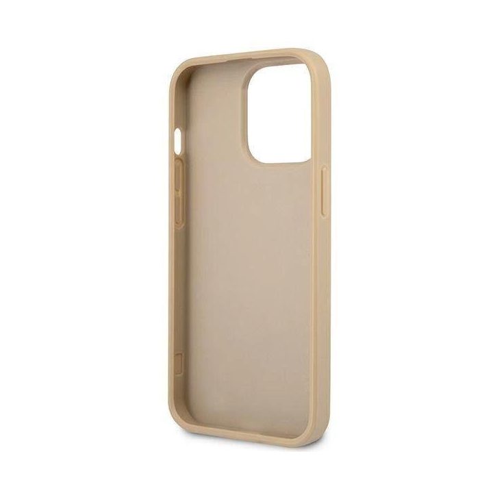 Guess GUHCP13LPSATLE iPhone 13 Pro / 13 6,1 smėlio/smėlio spalvos deklas SaffianoTriangle Logo