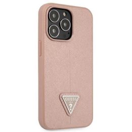 Guess GUHCP13LPSATLP iPhone 13 Pro / 13 6,1 rožinės/rožinės spalvos deklas SaffianoTriangle Logo