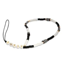 Guess pakabukas GUSTBCKH Telefono dirželis juoda balta Heishi Beads