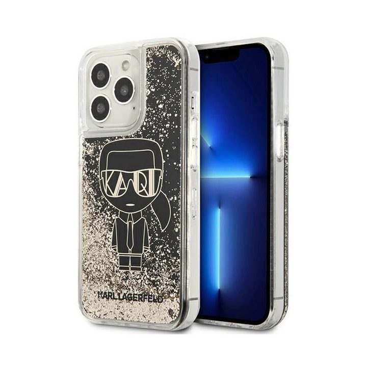 Karl Lagerfeld KLHCP13LLGGGKBK iPhone 13 Pro/ 13 6.1 Juodos spalvos/juodas deklas Liquid Glitter Gatsby