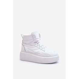 Zazoo 3392/X Moterų odiniai platforminiai sportiniai bateliai White