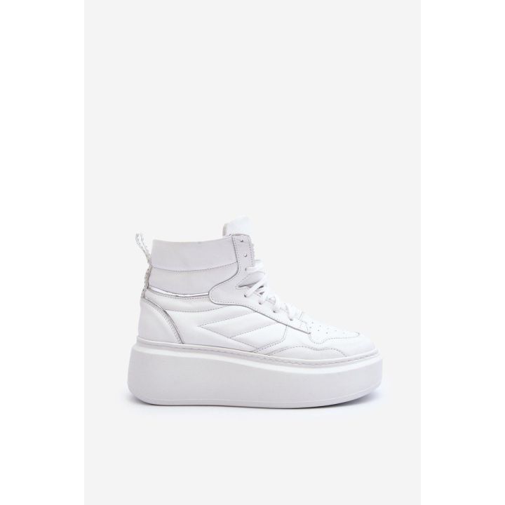 Zazoo 3392/X Moterų odiniai platforminiai sportiniai bateliai White