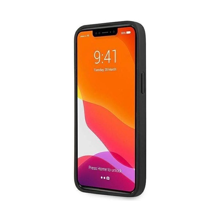 Mercedes MEHCP13LMBLBK iPhone 13 Pro / 13 6,1 juodas/juodas deklas Odinis tinklelis su metaliniu logotipu