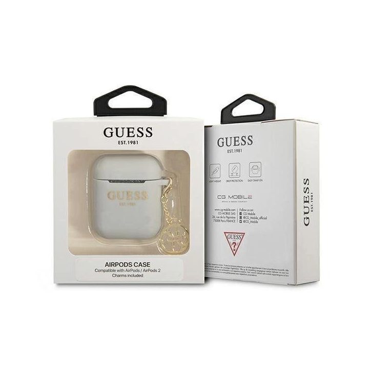 Guess GUA2LSC4EG AirPods dangtelis pilka/pilka Silikoninis žavesys 4G kolekcija