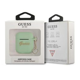 Guess GUA2LSCHSN AirPods dangtelis žalias/žalias Silikoninis žavesys Heart Collection