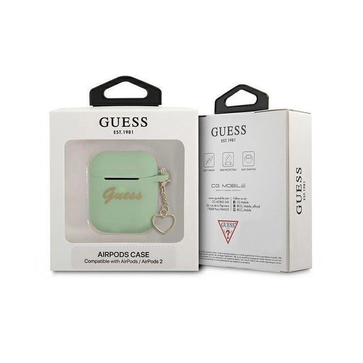 Guess GUA2LSCHSN AirPods dangtelis žalias/žalias Silikoninis žavesys Heart Collection