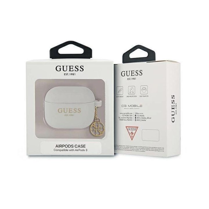 Guess GUA3LSC4EG AirPods 3 dangtelis pilka/pilka Silikoninis žavesys 4G kolekcija