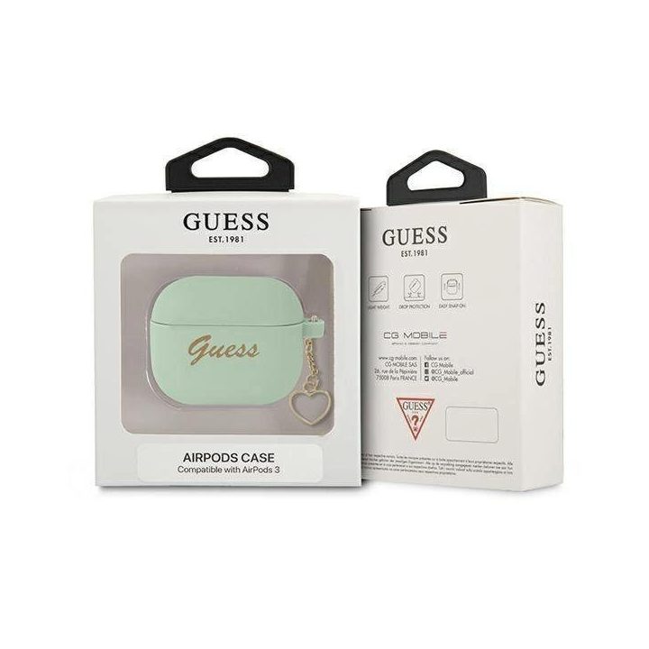 Guess GUA3LSCHSN AirPods 3 dangtelis žalias/žalias Silikoninis žavesys Heart Collection