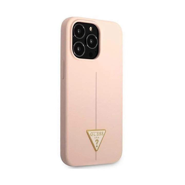 Guess GUHCP13LSLTGP iPhone 13 Pro / 13 6,1 rožinės/rožinės spalvos deklas Silikoninis trikampis