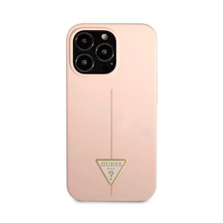 Guess GUHCP13LSLTGP iPhone 13 Pro / 13 6,1 rožinės/rožinės spalvos deklas Silikoninis trikampis