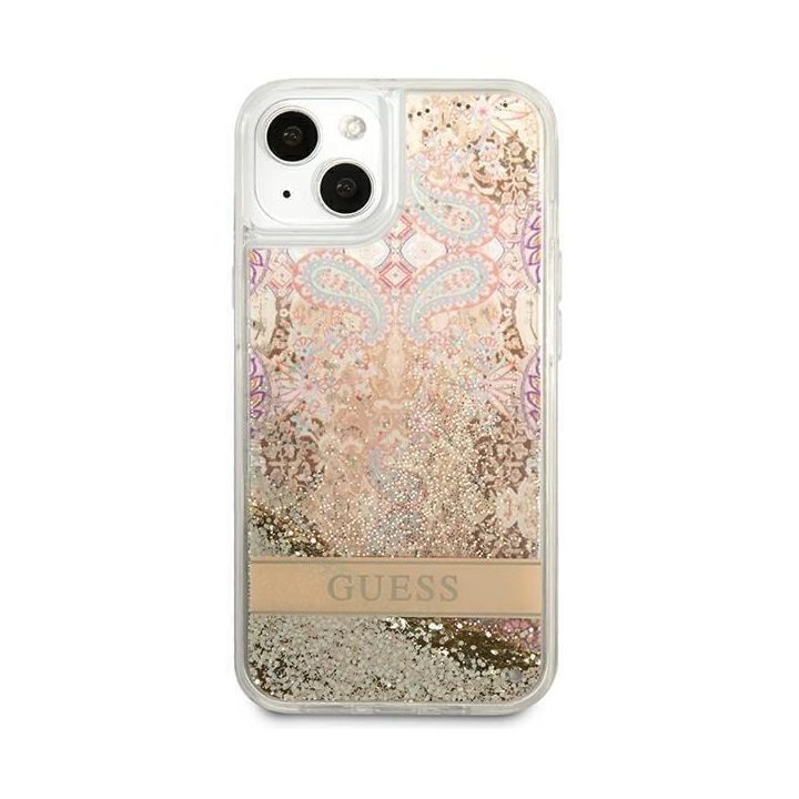Guess GUHCP13SLFLSD iPhone 13 mini 5,4 aukso/aukso spalvos deklas Paisley Liquid Glitter