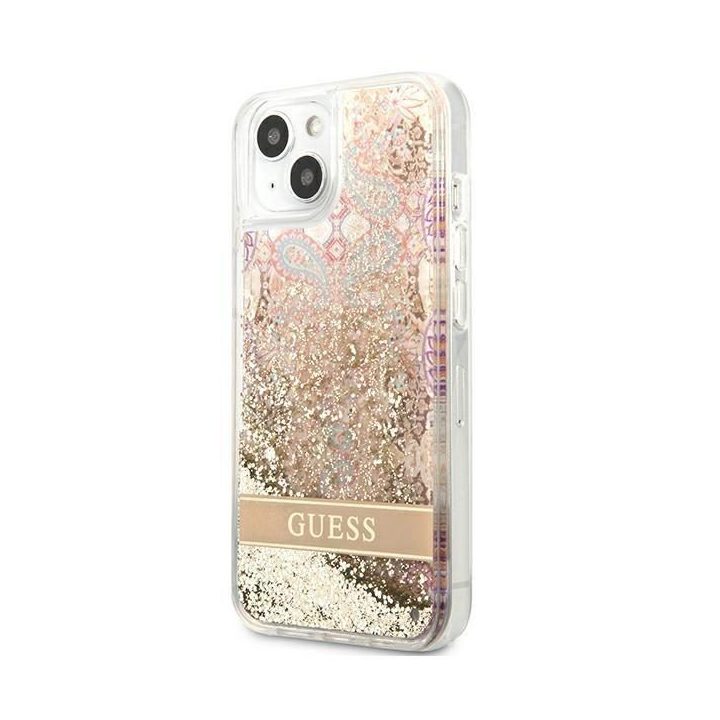 Guess GUHCP13SLFLSD iPhone 13 mini 5,4 aukso/aukso spalvos deklas Paisley Liquid Glitter