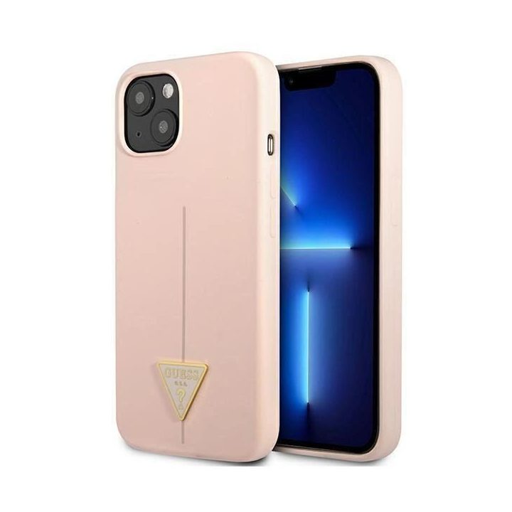 Guess GUHCP13SSLTGP iPhone 13 mini 5,4 rožinės/rožinės spalvos deklas Silikoninis trikampis