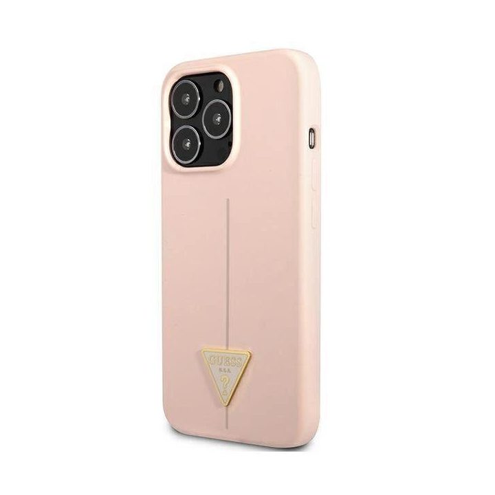 Guess GUHCP13XSLTGP iPhone 13 Pro Max 6,7 rožinės/rožinės spalvos deklas Silikoninis trikampis