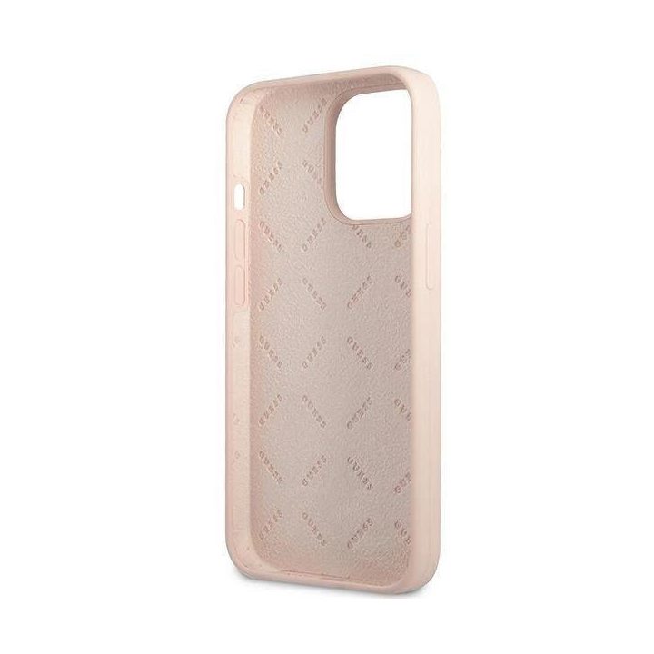 Guess GUHCP13XSLTGP iPhone 13 Pro Max 6,7 rožinės/rožinės spalvos deklas Silikoninis trikampis