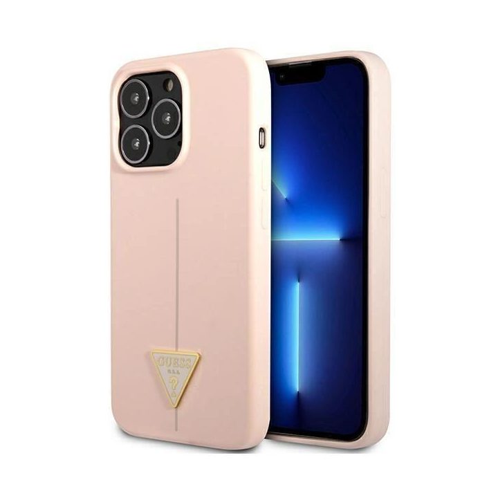 Guess GUHCP13XSLTGP iPhone 13 Pro Max 6,7 rožinės/rožinės spalvos deklas Silikoninis trikampis