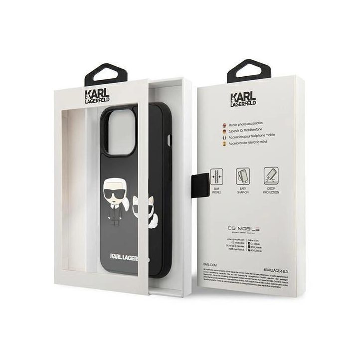 Karl Lagerfeld KLHCP13L3DRKCKK iPhone 13 Pro / 13 6,1 juodas/juodas deklas Karl&Choupette Ikonik 3D