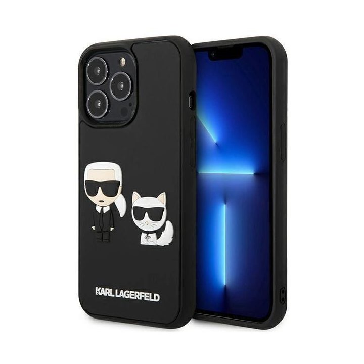 Karl Lagerfeld KLHCP13L3DRKCKK iPhone 13 Pro / 13 6,1 juodas/juodas deklas Karl&Choupette Ikonik 3D