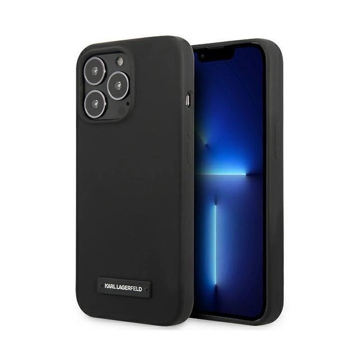 Karl Lagerfeld KLHCP13LSLMP1K iPhone 13 Pro / 13 6,1 deklas Juodos spalvos/juodas Silikoninė plokštelė