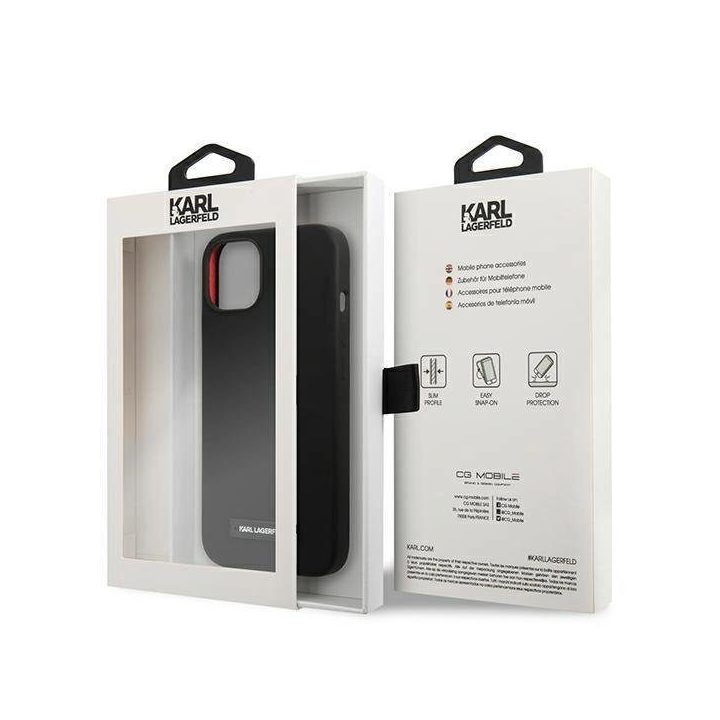 Karl Lagerfeld KLHCP13SSLMP1K iPhone 13 mini 5.4 deklas juodas/juodas Silikoninė plokštelė
