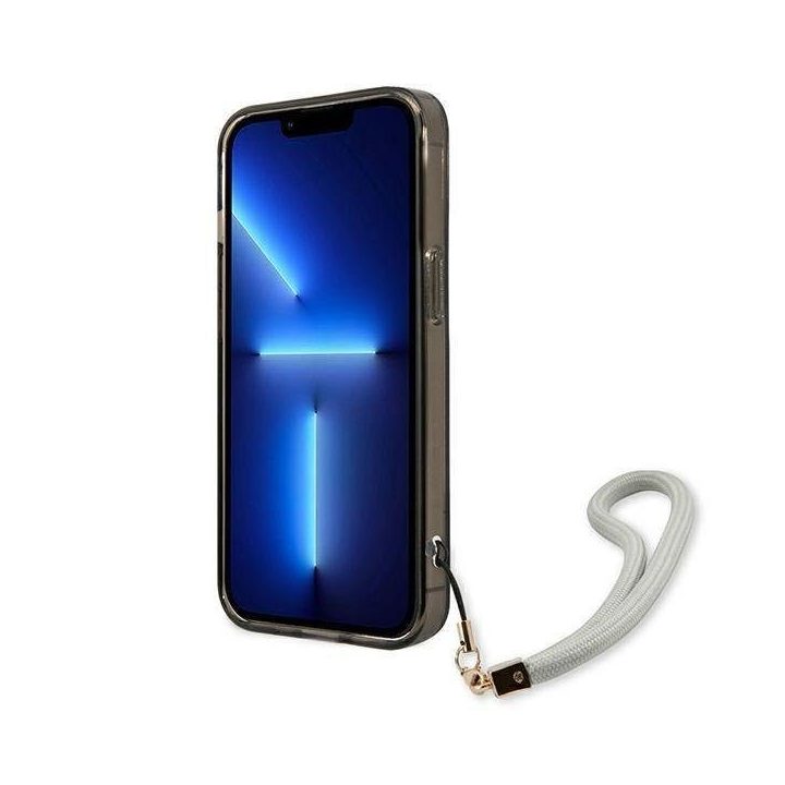 Guess GUHCP13LHTSGSK iPhone 13 Pro / 13 6,1 juodos/juodos spalvos deklas Translucent Stap