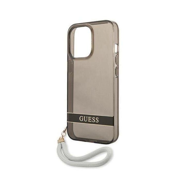 Guess GUHCP13LHTSGSK iPhone 13 Pro / 13 6,1 juodos/juodos spalvos deklas Translucent Stap