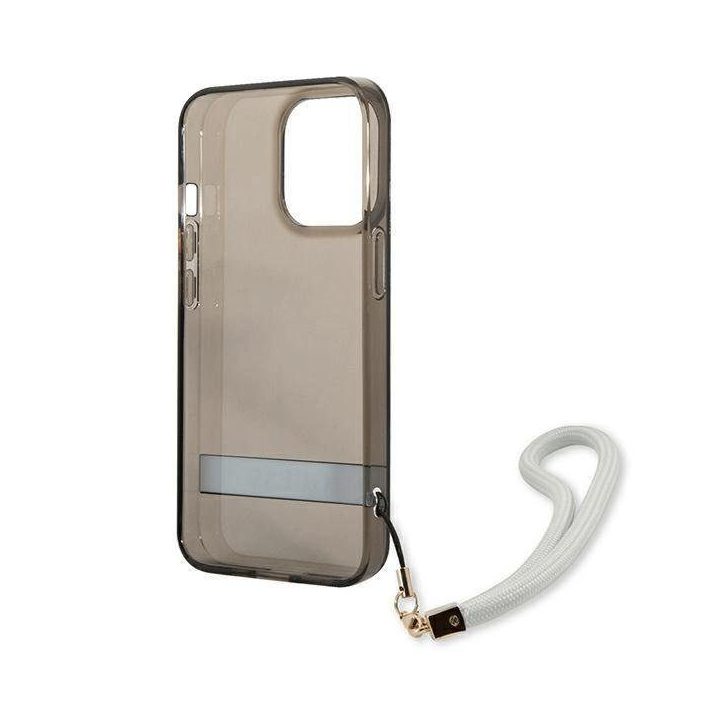 Guess GUHCP13LHTSGSK iPhone 13 Pro / 13 6,1 juodos/juodos spalvos deklas Translucent Stap
