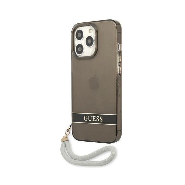 Guess GUHCP13LHTSGSK iPhone 13 Pro / 13 6,1 juodos/juodos spalvos deklas Translucent Stap